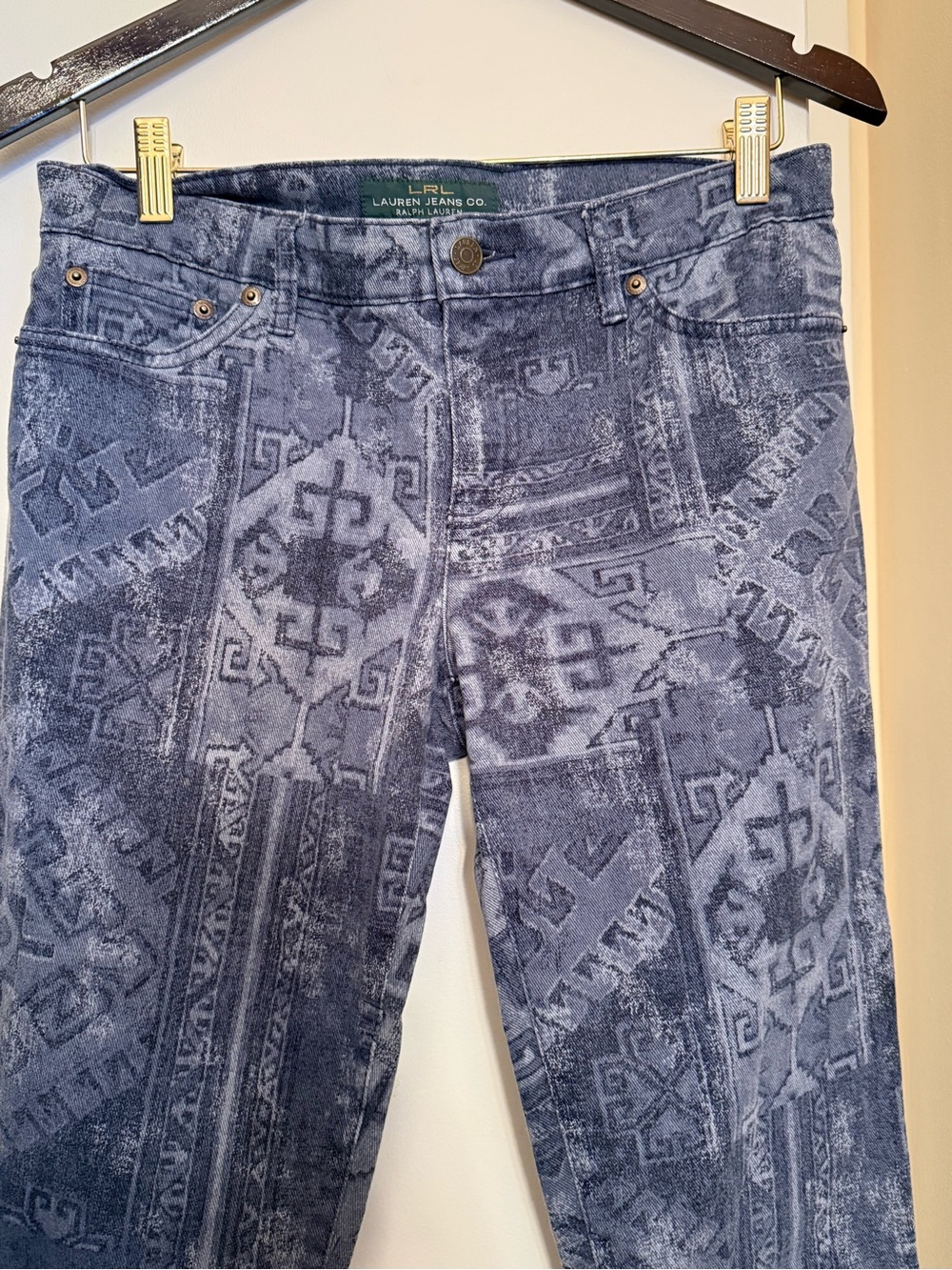 Lauren Ralph Lauren Jeans Womens Sz 6 Blue Aztec Denim Southwestern Straight Leg